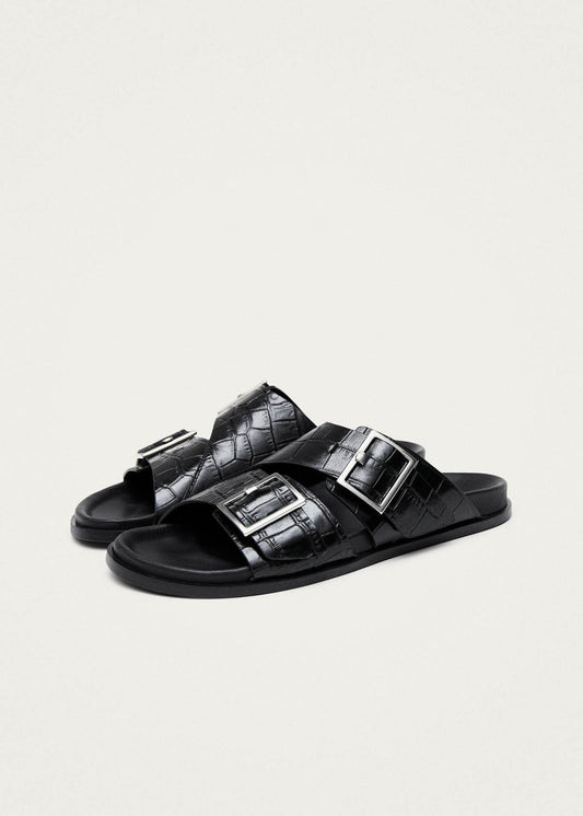 Alba Alli Black Leather Sandals-image