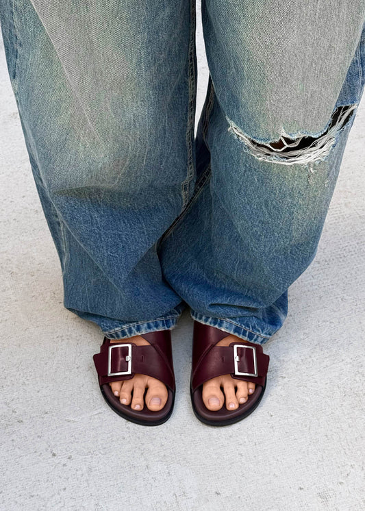 Alba Rift Burgundy Leather Sandals-image