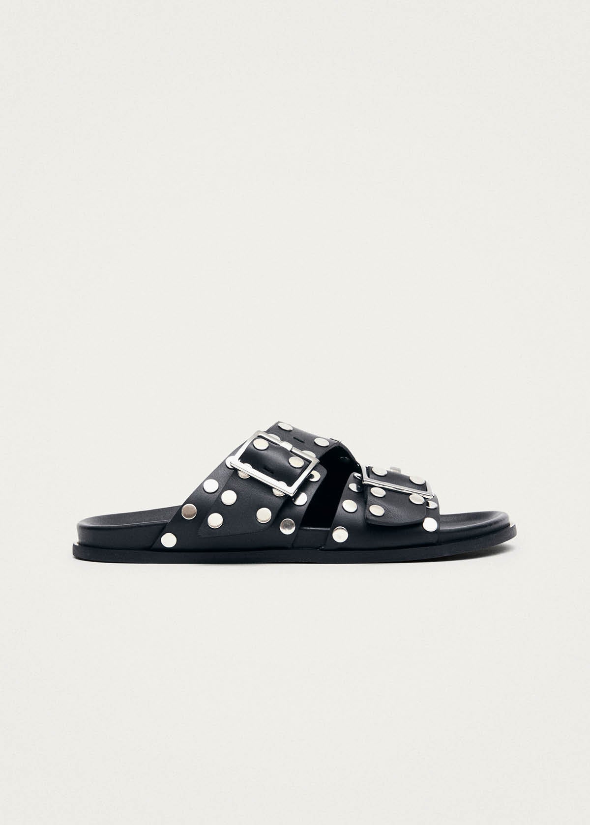 Alba Studs Black Leather Sandals