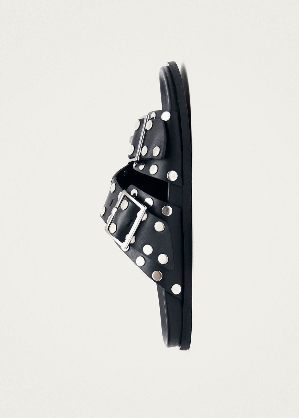 Alba Studs Black Leather Sandals