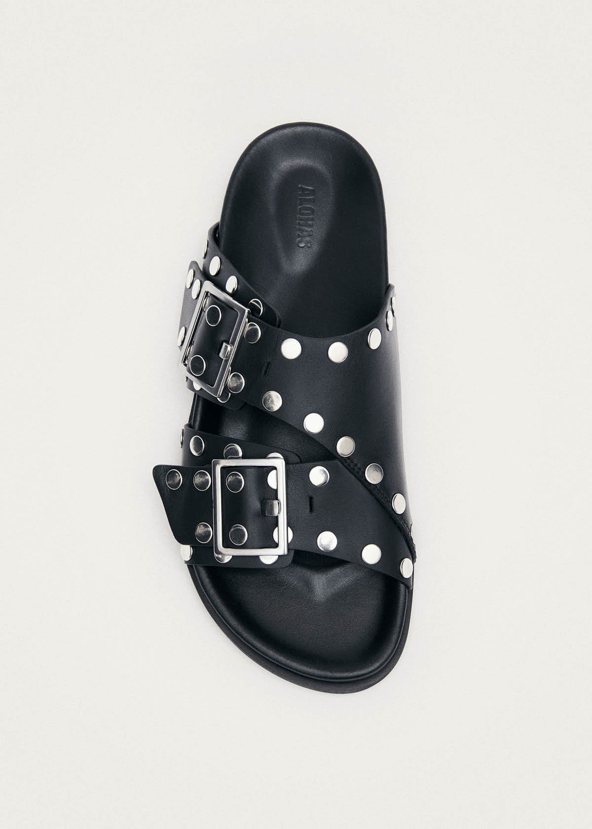Alba Studs Black Leather Sandals