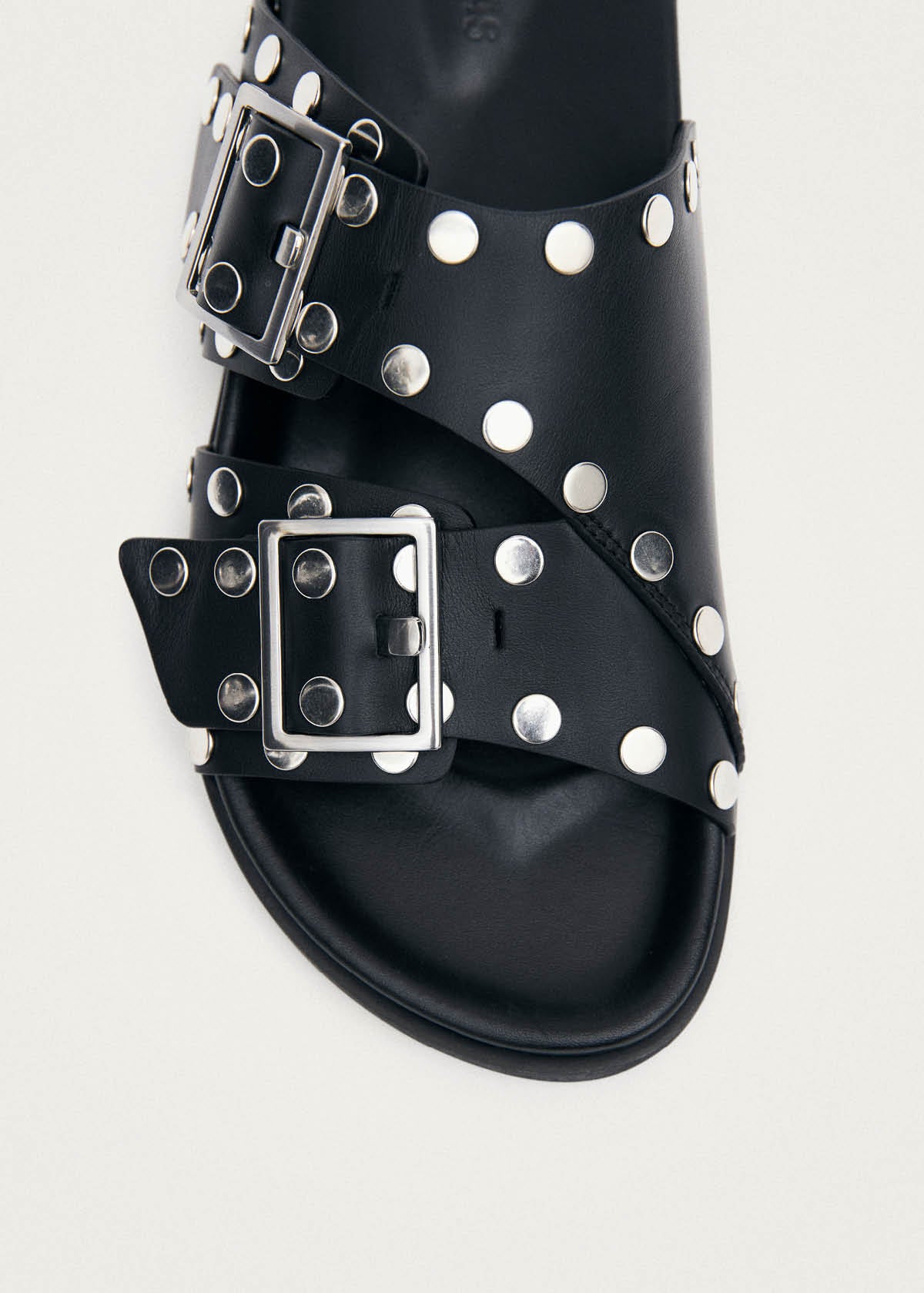 Alba Studs Black Leather Sandals