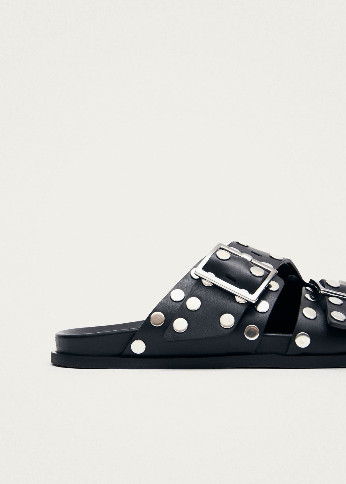 Alba Studs Black Leather Sandals