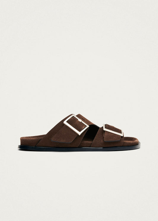 Alba Suede Brown Leather Sandals-image