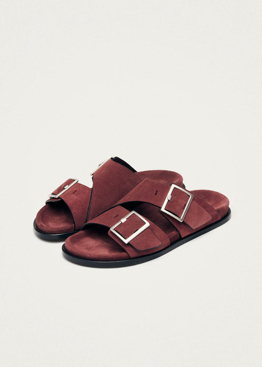 Alba Suede Burgundy Leather Sandals-image