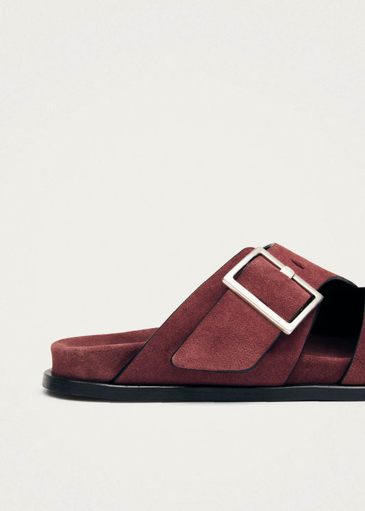 Alba Suede Burgundy Leather Sandals-image