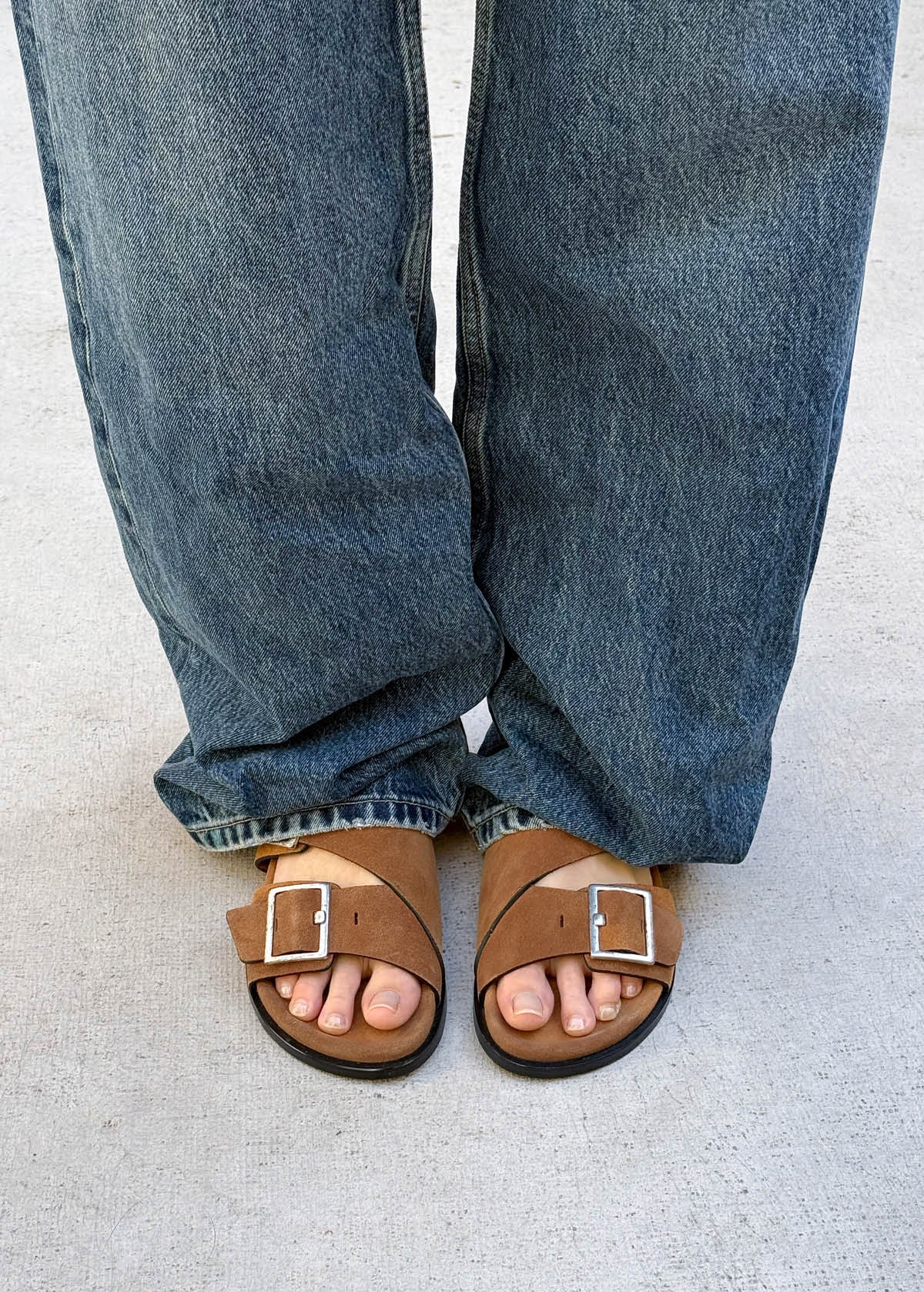Alba Suede Tan Leather Sandals