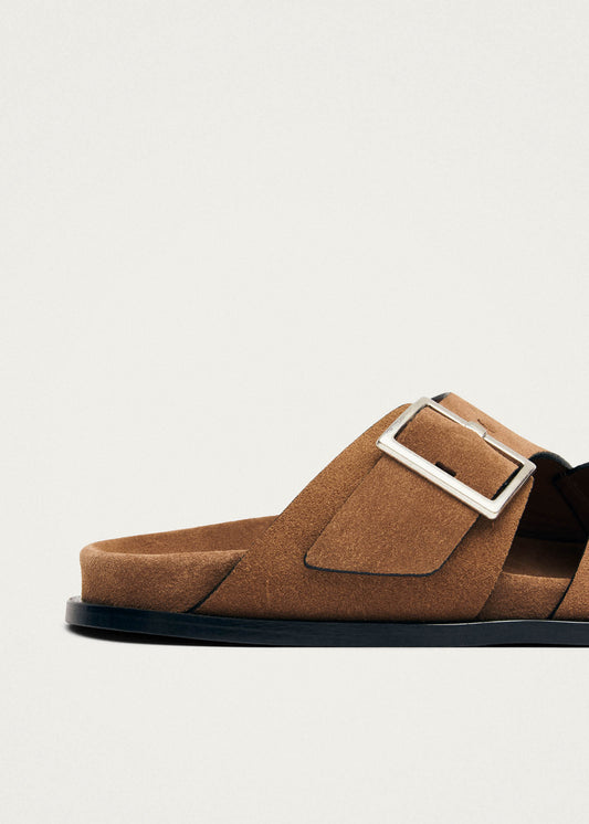 Alba Suede Tan Leather Sandals-image