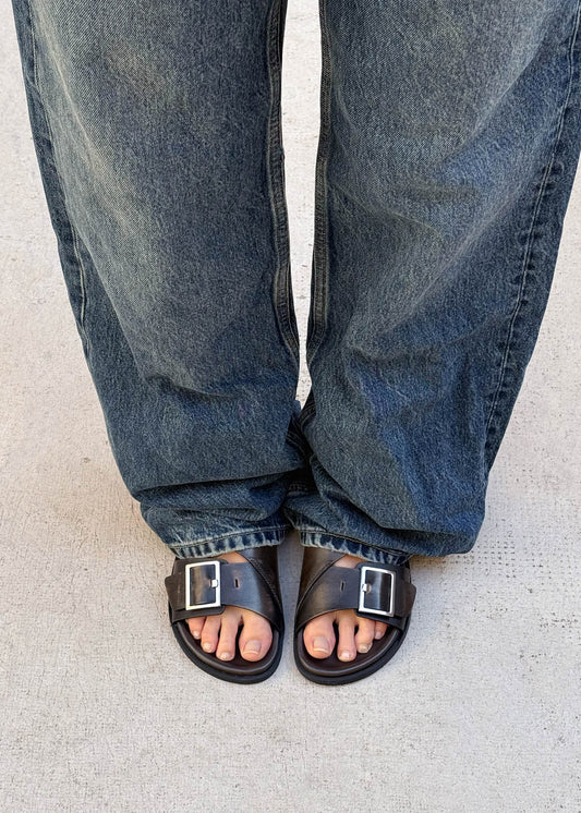 Alba Vintage Effect Brown Leather Sandals-image