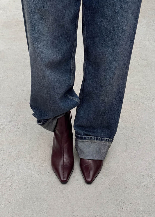 Ambar Rift Burgundy Leather Ankle Boots-image