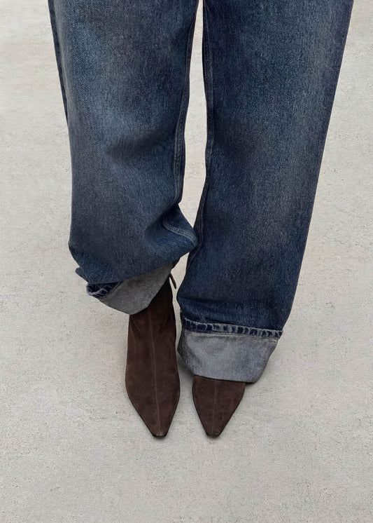 Ambar Suede Brown Leather Ankle Boots-image