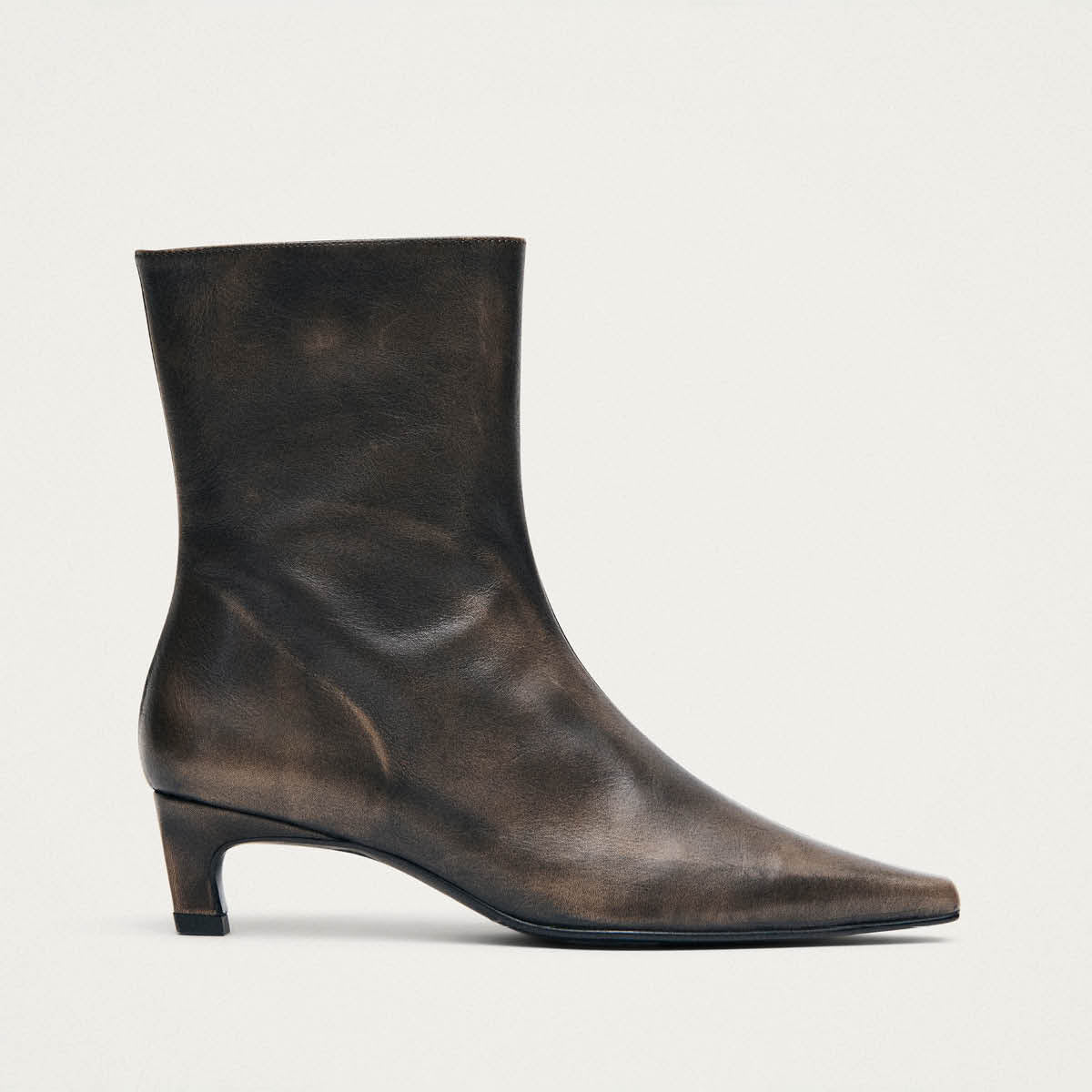 Ambar Vintage Effect Brown Leather Ankle Boots