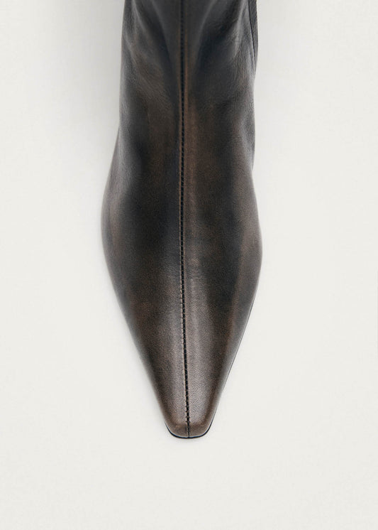 Ambar Vintage Effect Brown Leather Ankle Boots-image