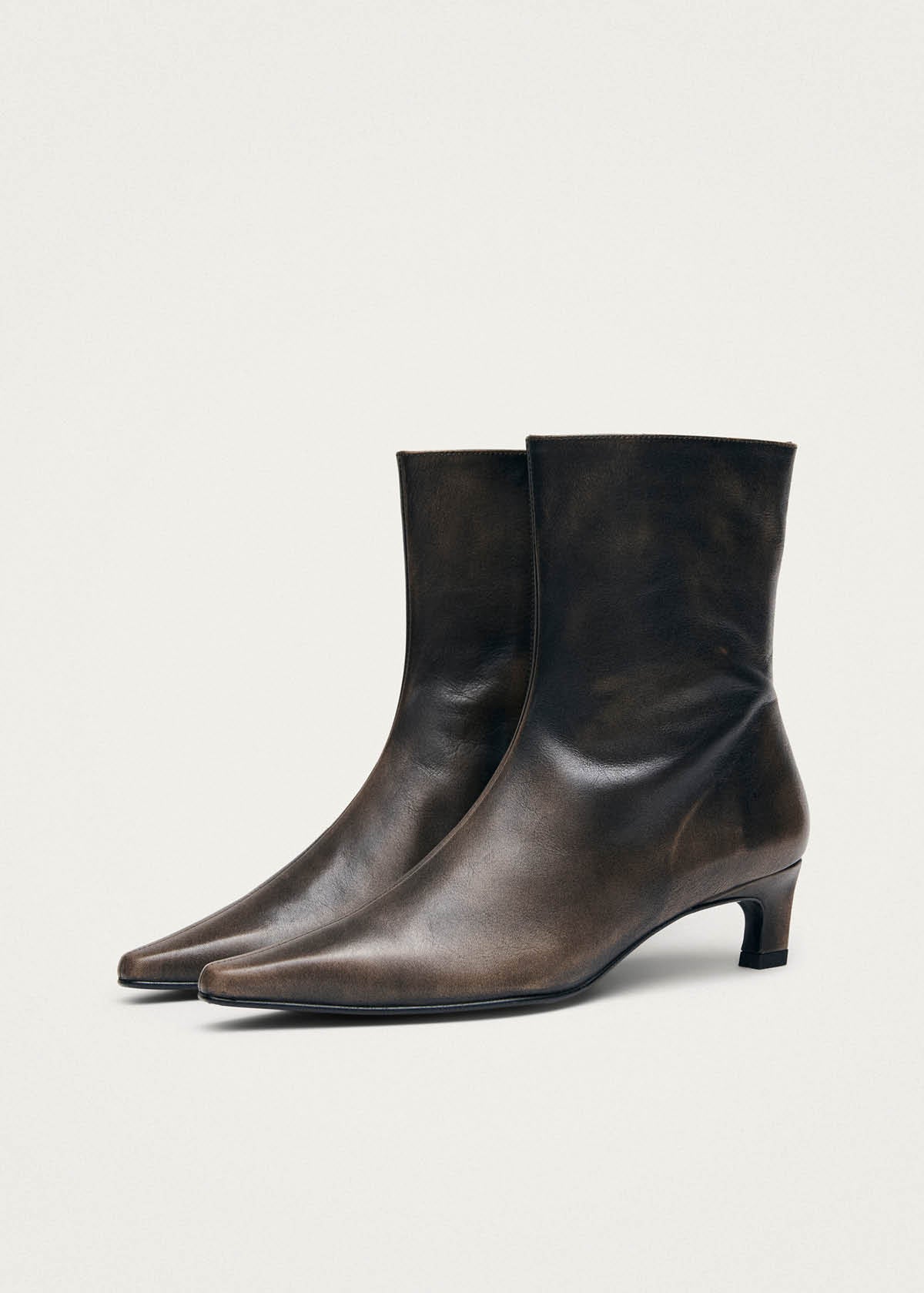 Ambar Vintage Effect Brown Leather Ankle Boots