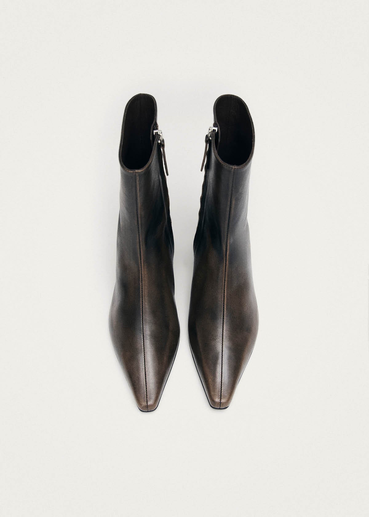 Ambar Vintage Effect Brown Leather Ankle Boots