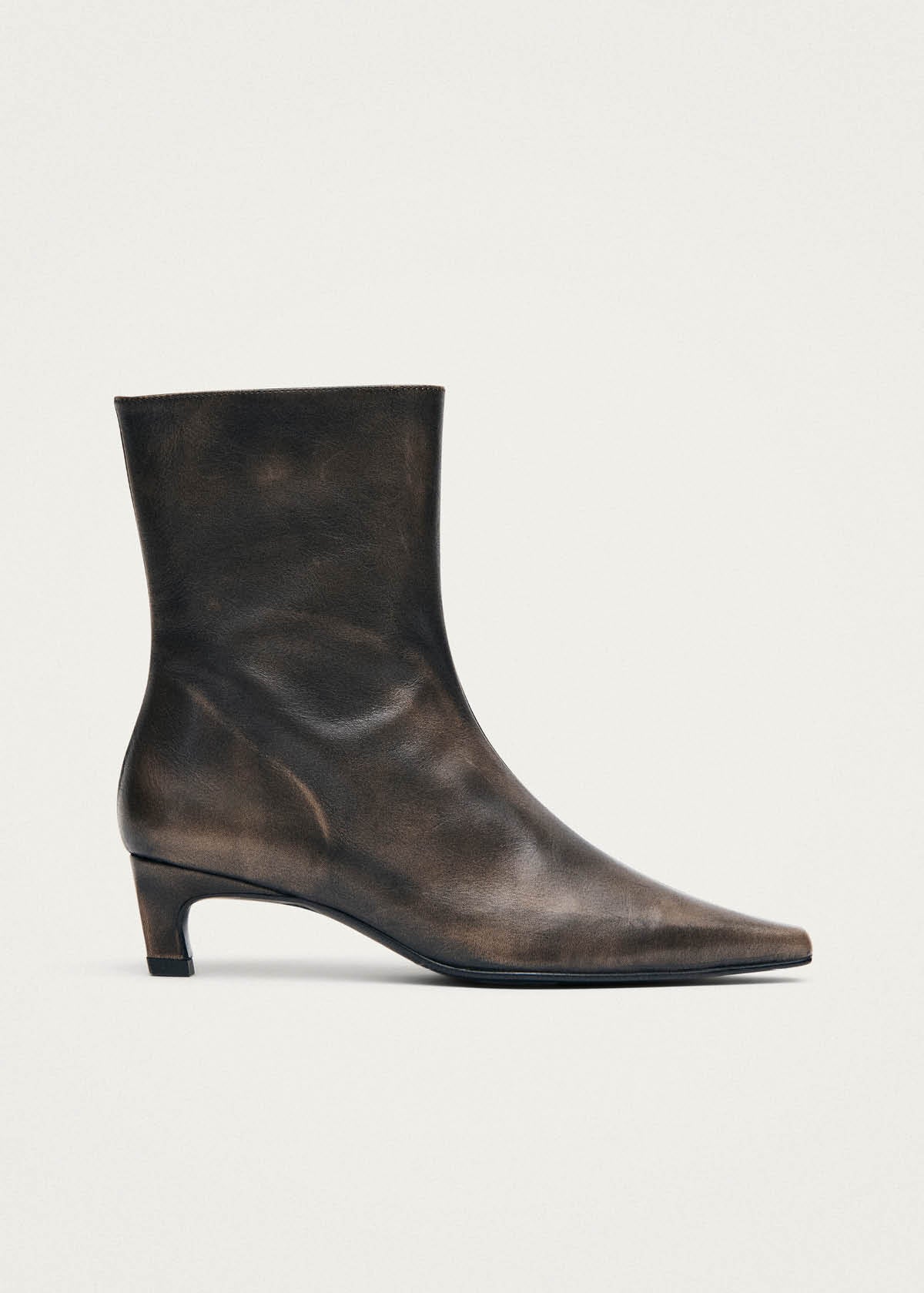 Ambar Vintage Effect Brown Leather Ankle Boots