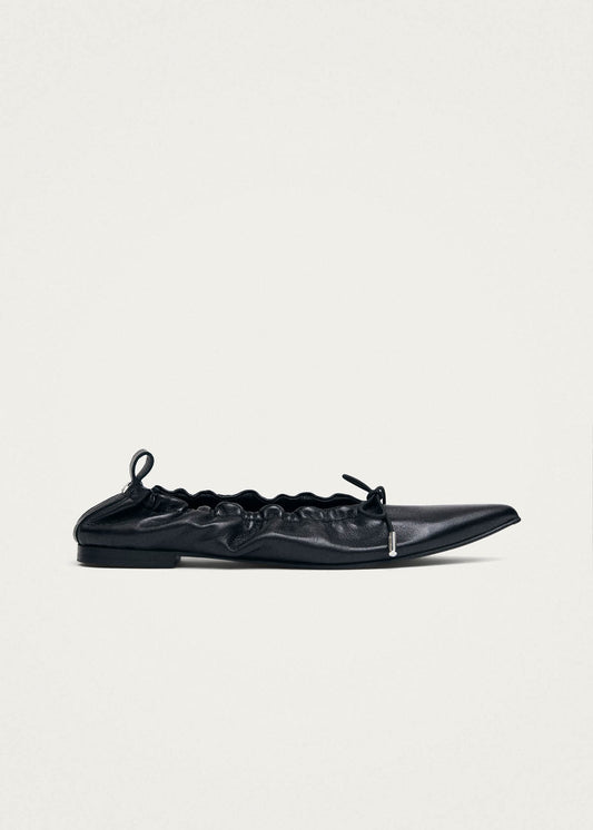Arden Black Leather Ballet Flats-image