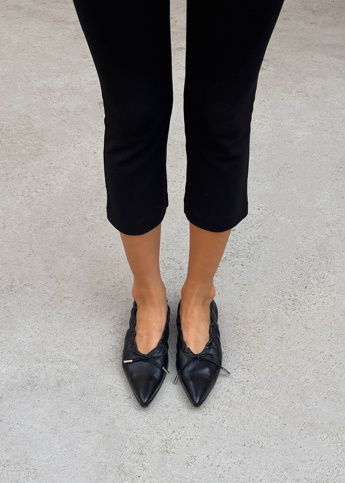 Arden Black Leather Ballet Flats