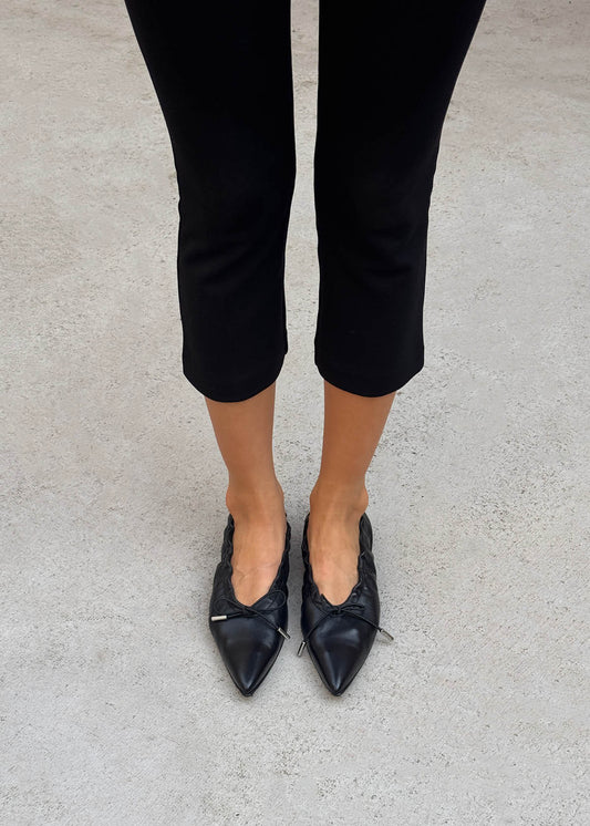 Arden Black Leather Ballet Flats-image