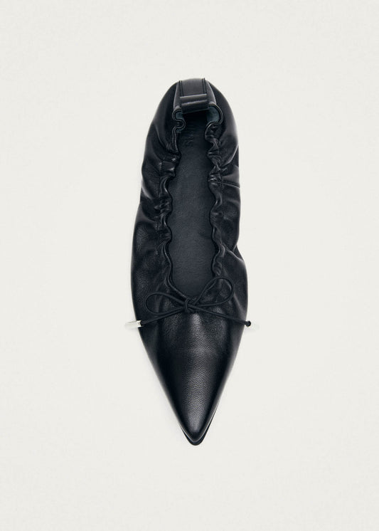 Arden Black Leather Ballet Flats-image