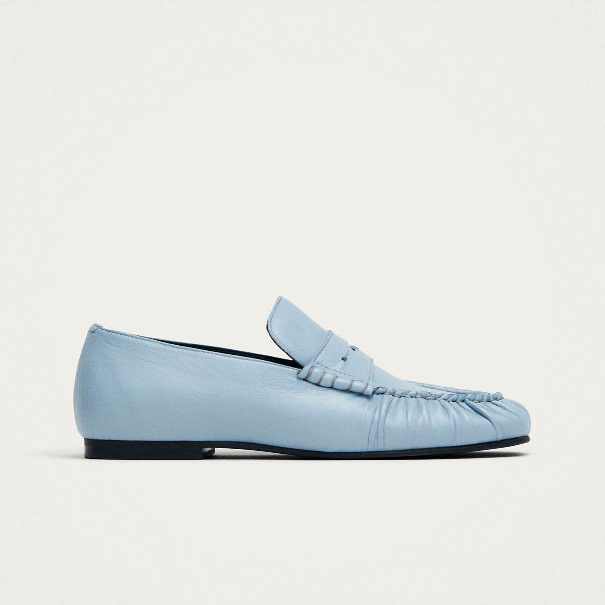 Aven Blue Leather Loafers