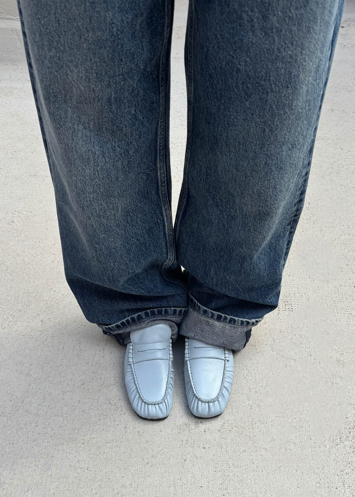 Aven Blue Leather Loafers