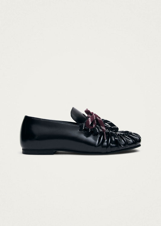 Aven Lace Black Leather Loafers-image