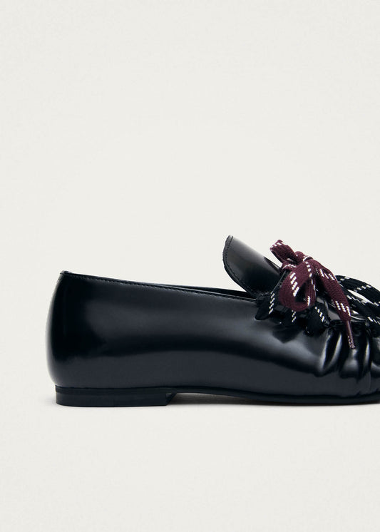 Aven Lace Schwarze Leder-Slipper-image