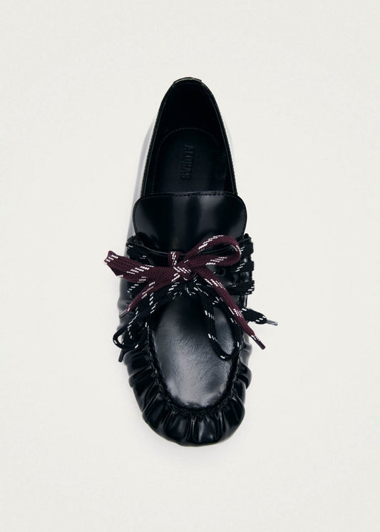 Aven Lace Schwarze Leder-Slipper-image