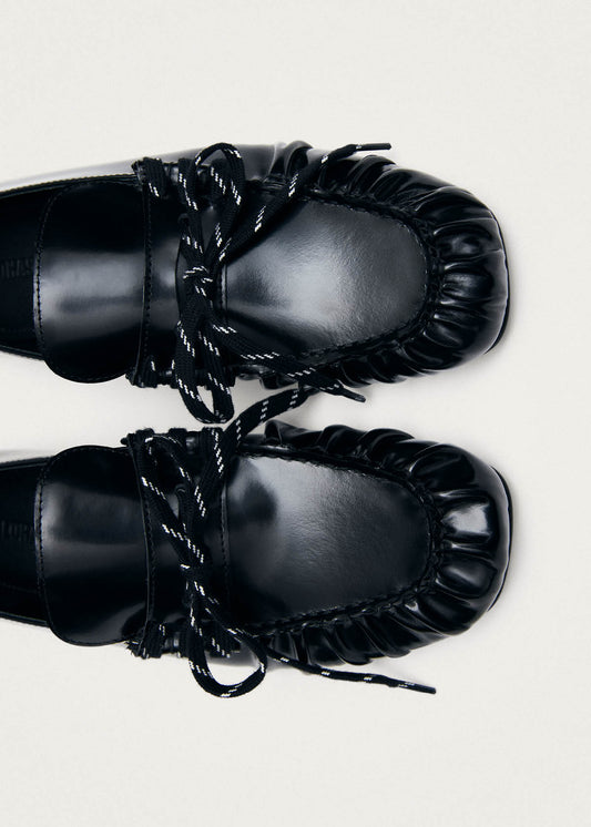 Aven Lace Schwarze Leder-Slipper-image