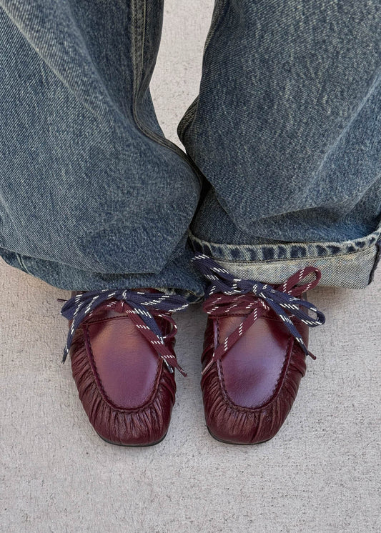Aven Lace Rift Burgunderrote Leder-Slipper-image