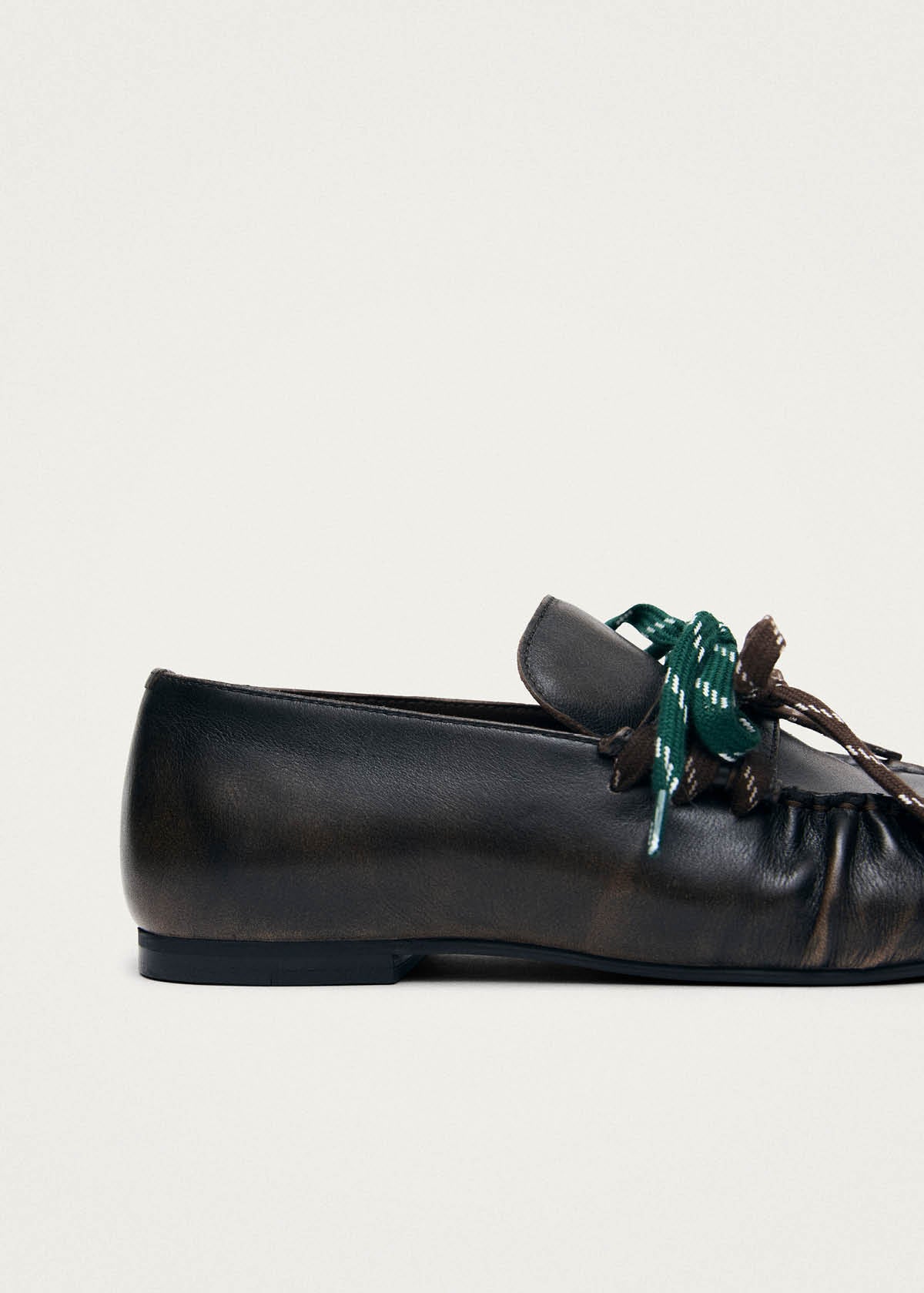 Aven Lace Vintage Effect Brown Leather Loafers