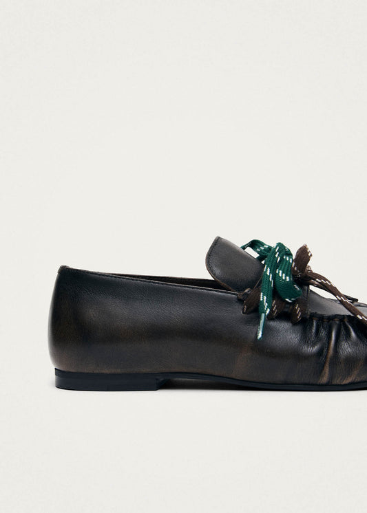 Aven Lace Vintage-Effekt braune Leder-Slipper-image