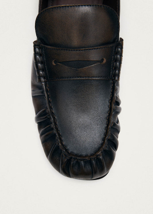 Aven Mule Vintage Effect Brown Leather Loafers-image