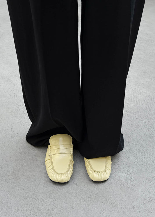 Aven Mule Patent Pale Yellow Leather Loafers-image