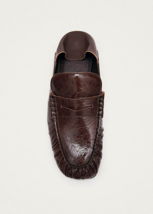 Aven Mule Patent Brown Leather Loafers-image