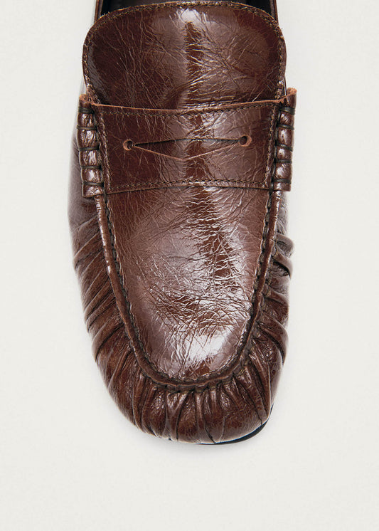 Aven Mule Patent Brown Leather Loafers-image