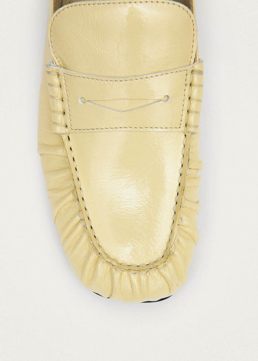 Aven Mule Patent Pale Yellow Leather Loafers-image