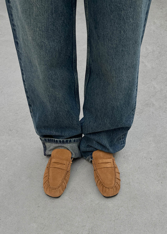 Aven Mule Suede Tan Leather Loafers-image