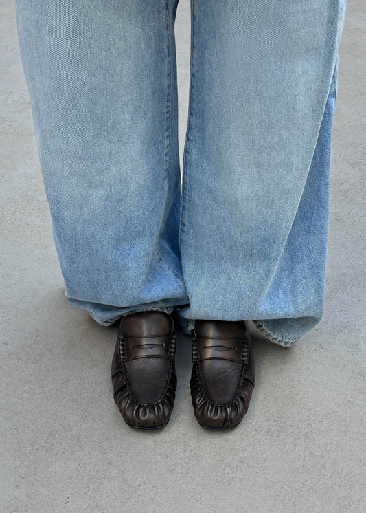 Aven Mule Vintage Effect Brown Leather Loafers-image