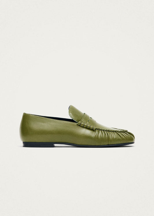 Mocassins en cuir vert Aven Rift-image