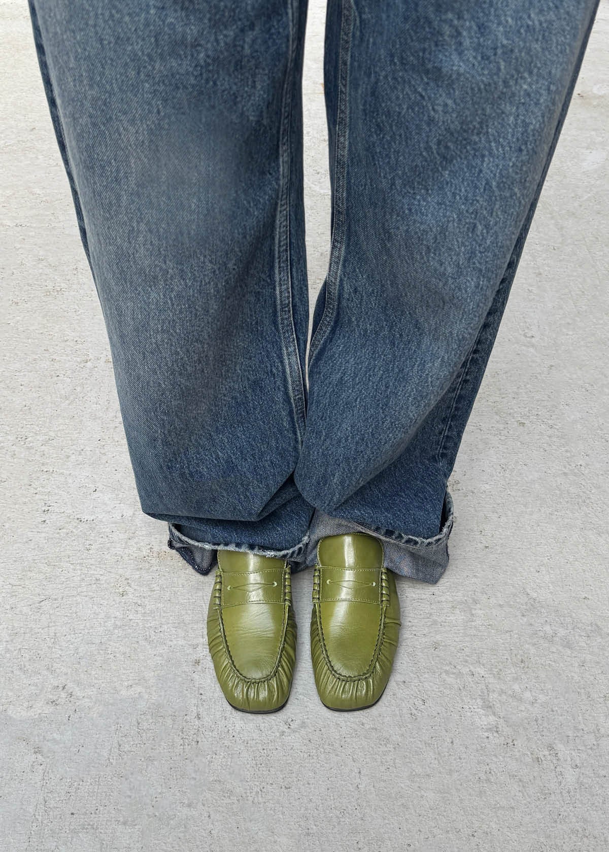 Mocassins en cuir vert Aven Rift