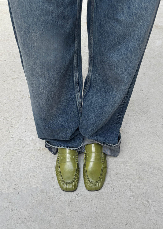 Mocassins en cuir vert Aven Rift-image