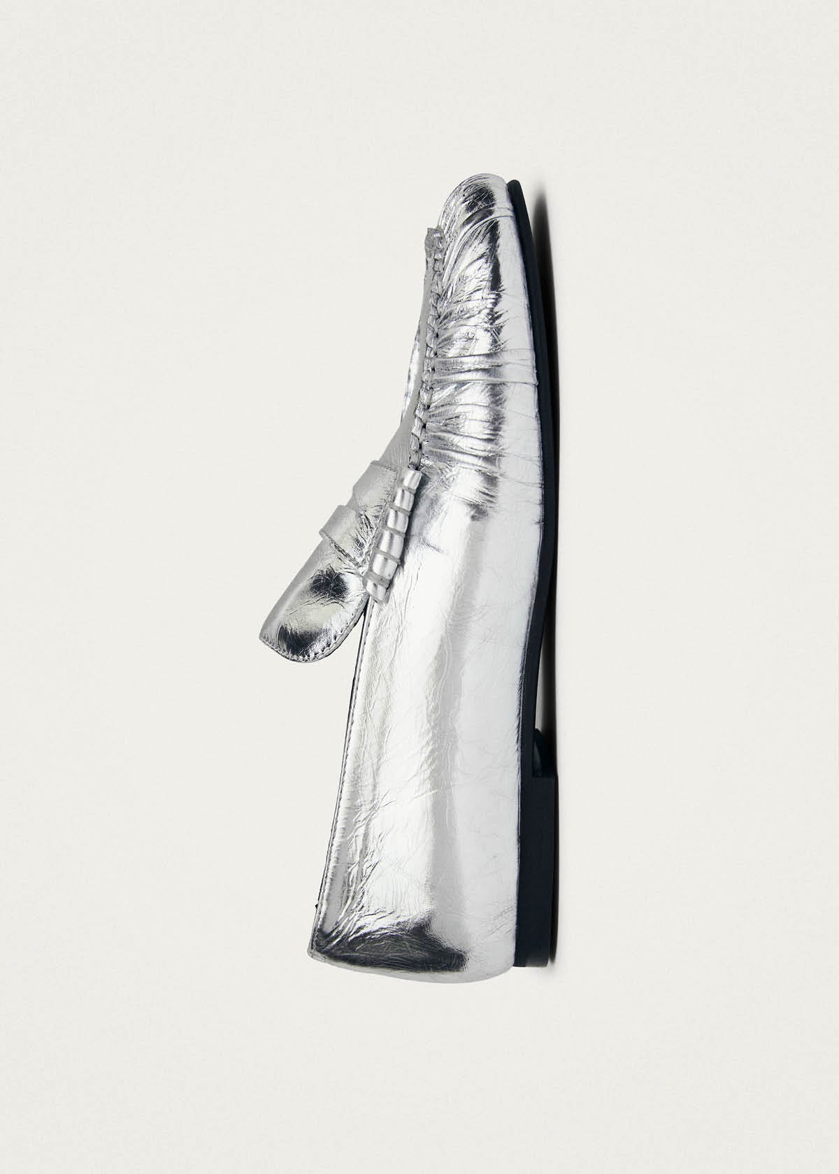 Aven Shimmer Silver Leather Loafers