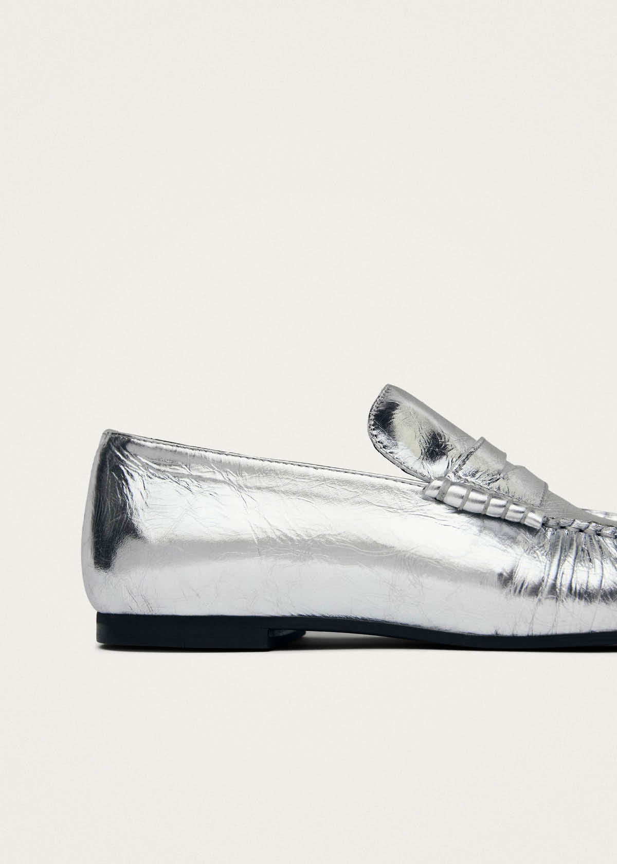 Aven Shimmer Silver Leather Loafers
