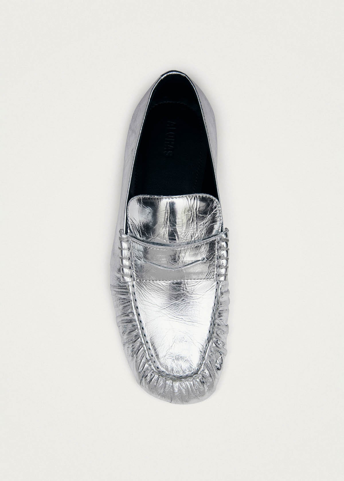Aven Shimmer Silver Leather Loafers