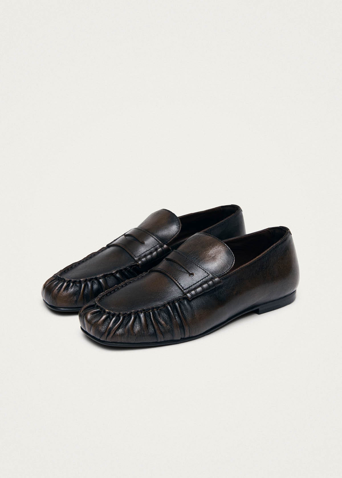 Aven Vintage Effect Brown Leather Loafers | ALOHAS