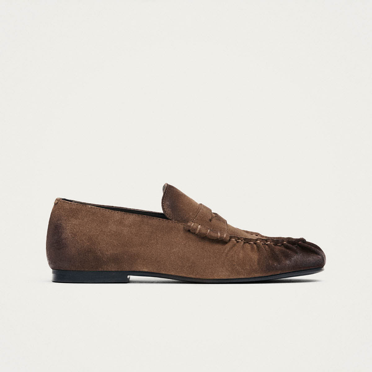 Mocassins en cuir marron effet daim vintage Aven