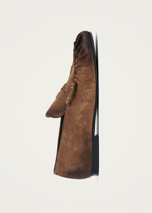 Mocassins en cuir marron effet daim vintage Aven-image