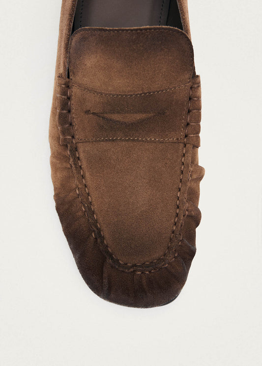 Mocassins en cuir marron effet daim vintage Aven-image